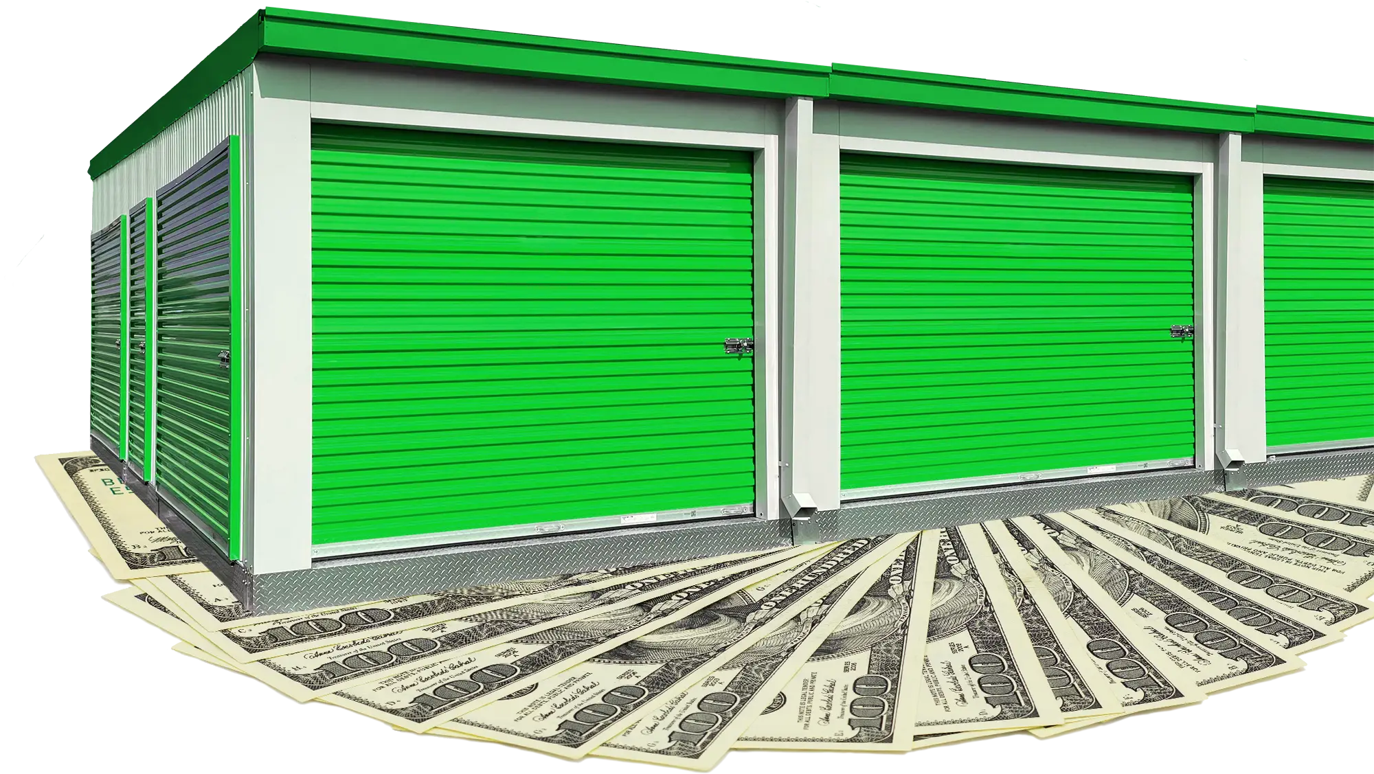 MASS Green storage units with money