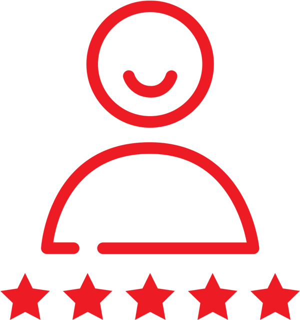 Smiling person with 5 stars Icon