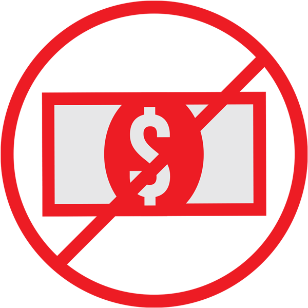 Dollar bill with Prohibit symbol Icon