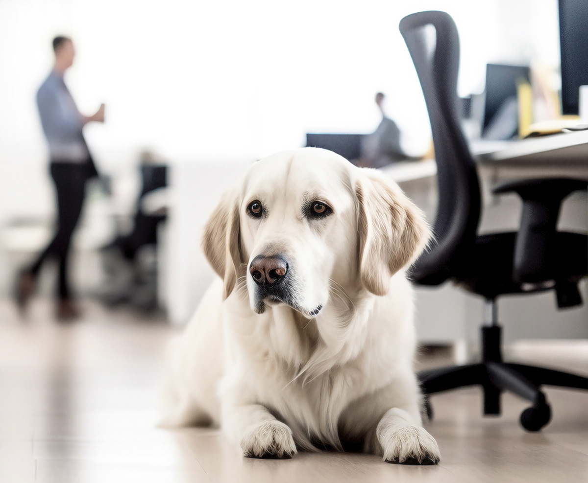 dog in office