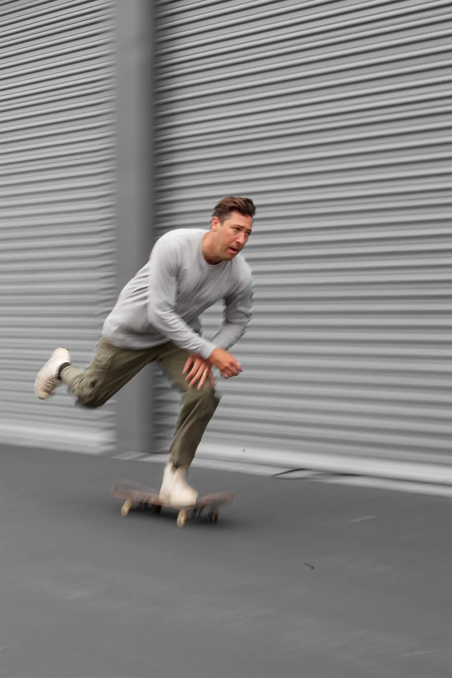 Mikey Taylor in motion on skateboard