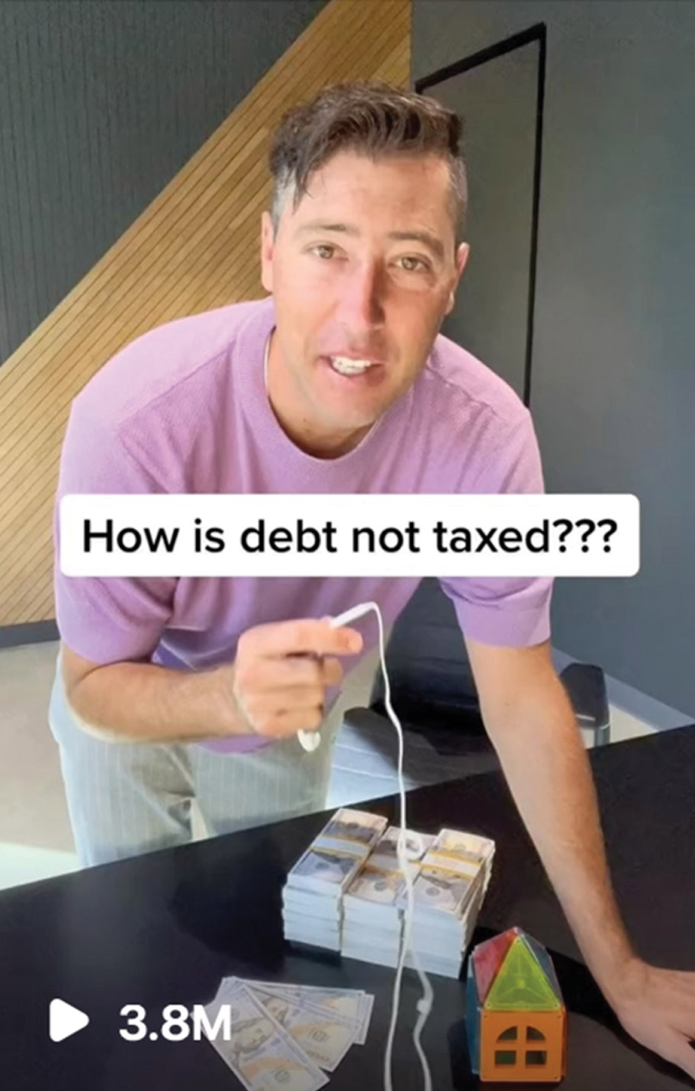 screen grab of a TikTok with a title that reads How is debt not taxed???