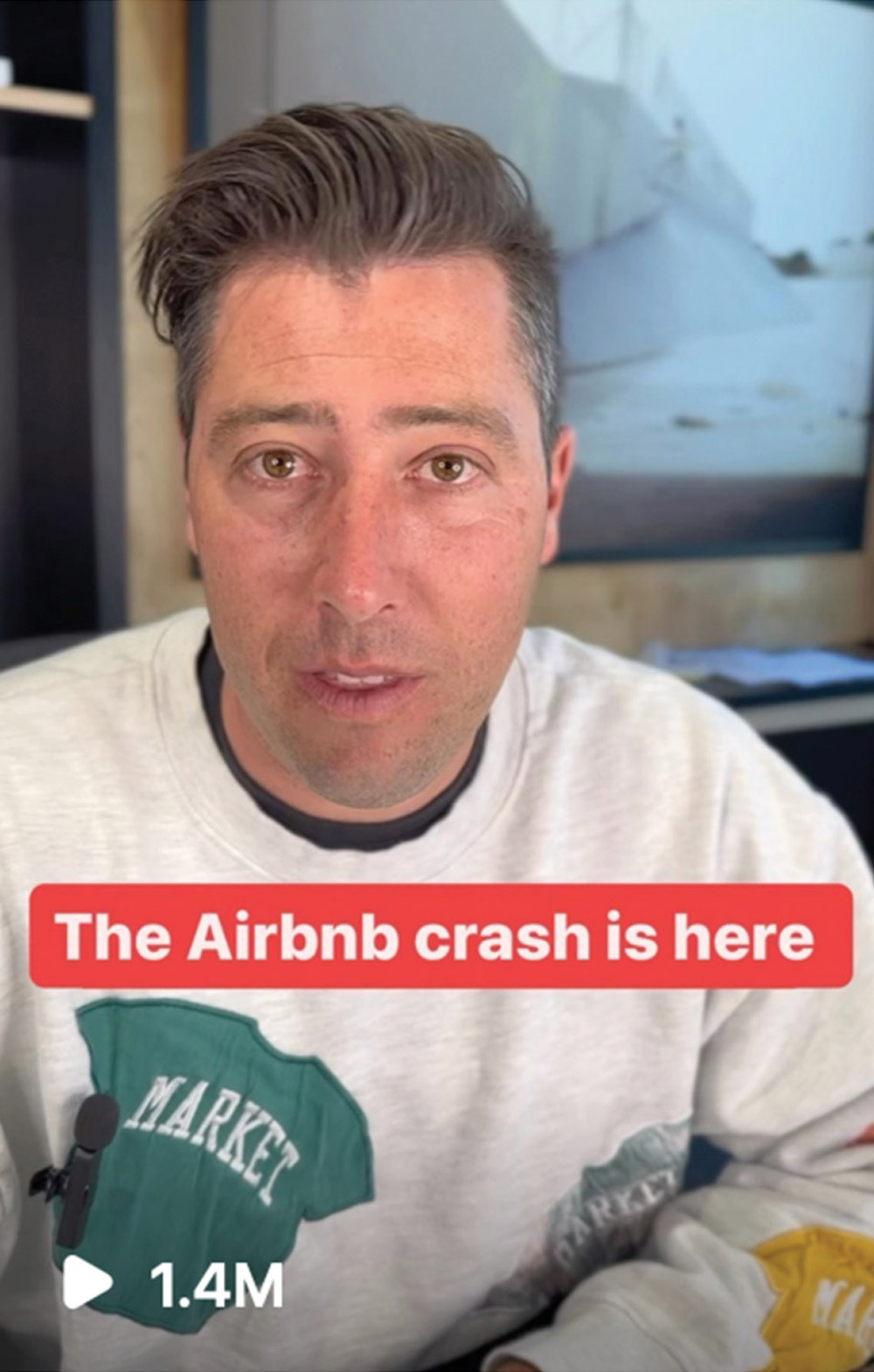 screen grab of a TikTok with a title that reads The Airbnb crash is here
