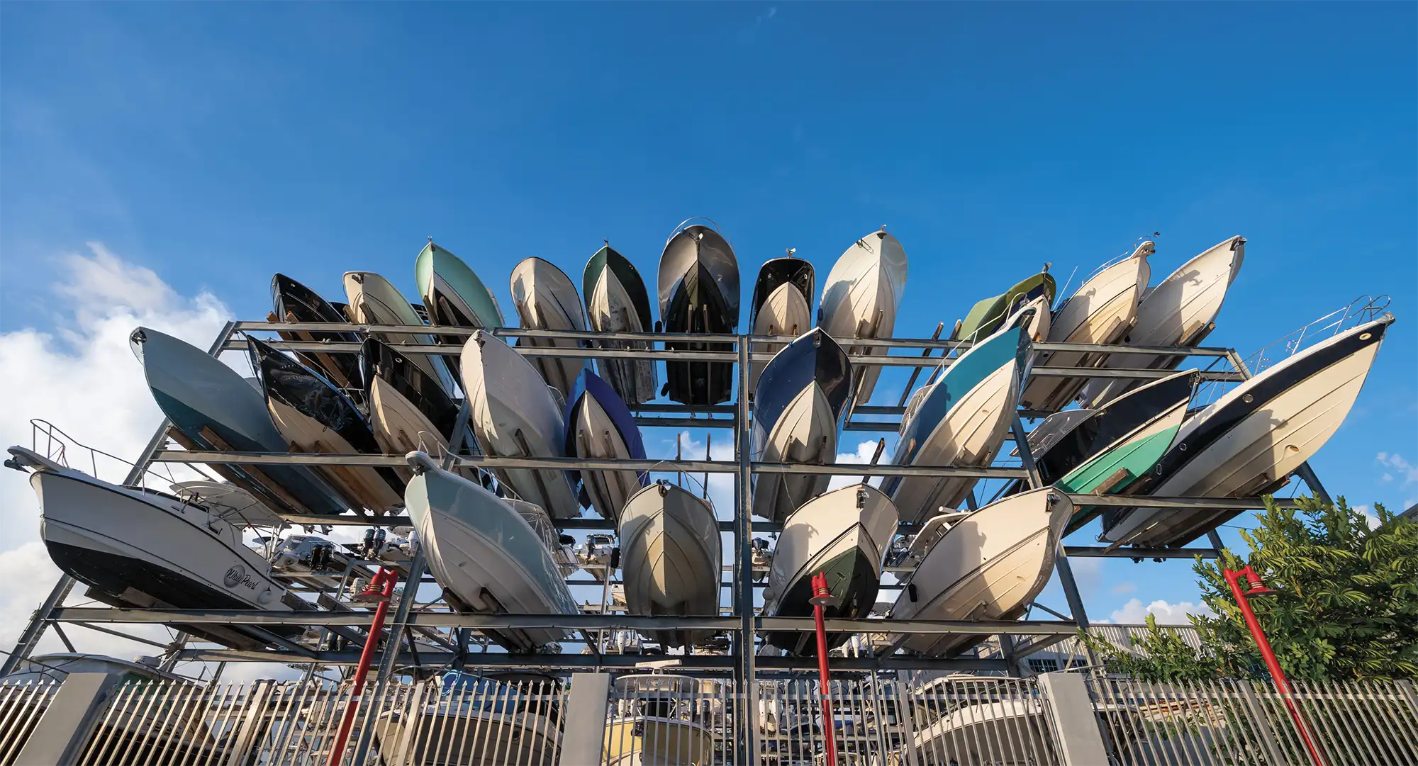 floor view of boats stored together