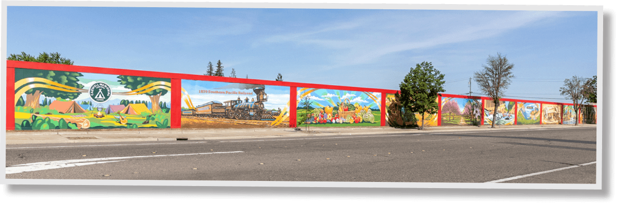 various murals across wall of storage unit