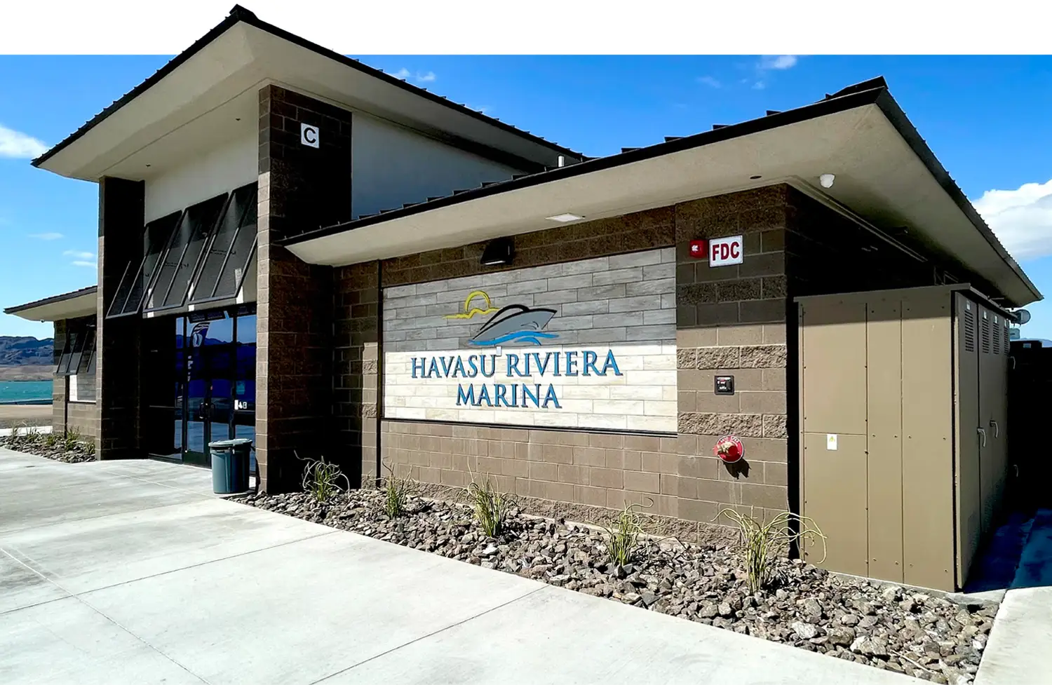 quarter view of the Havasu Rivera Marina storage facility