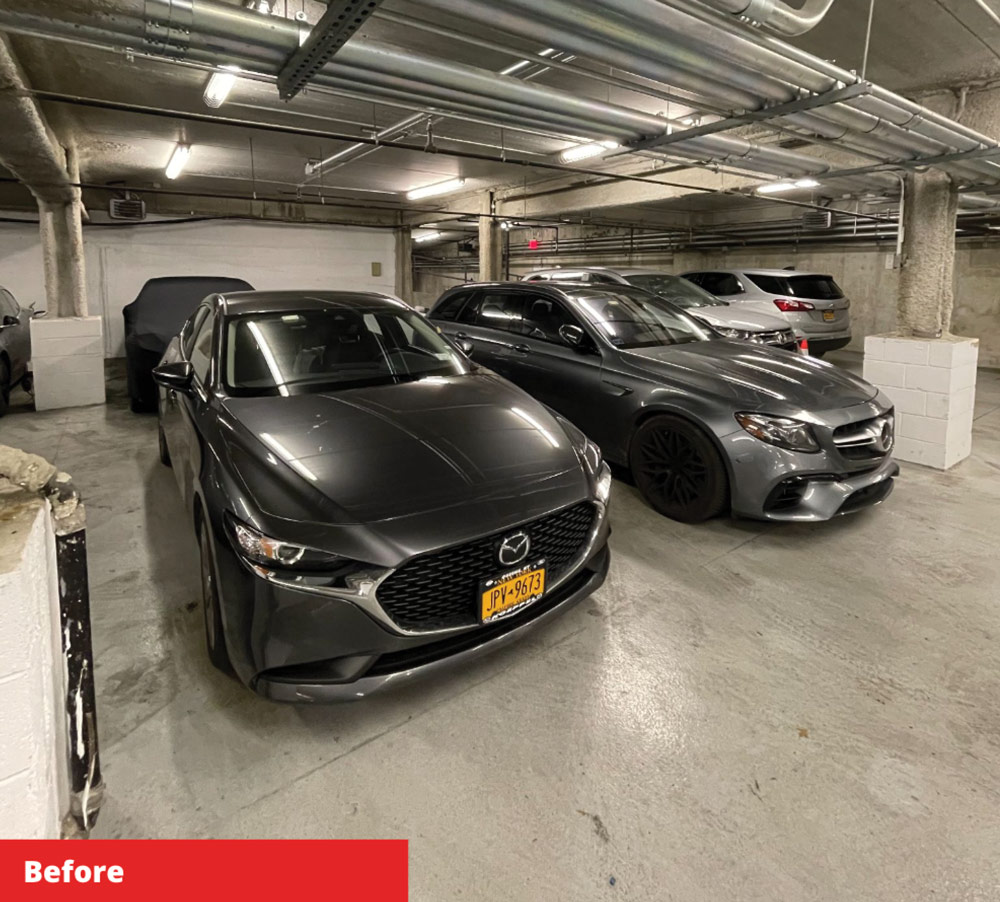 cars parked in parking garage