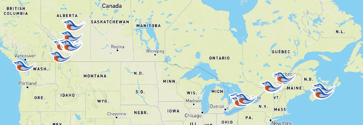 map of Bluebird Self Storage locations