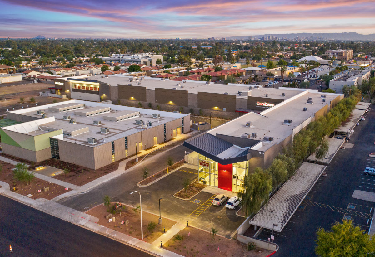 higher aerial view of Phoenix facility 