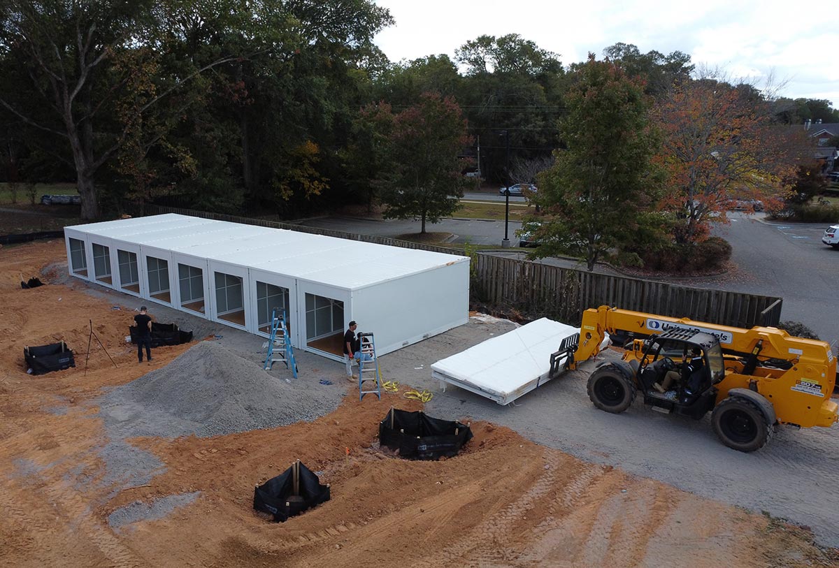 relocatable storage units being installed