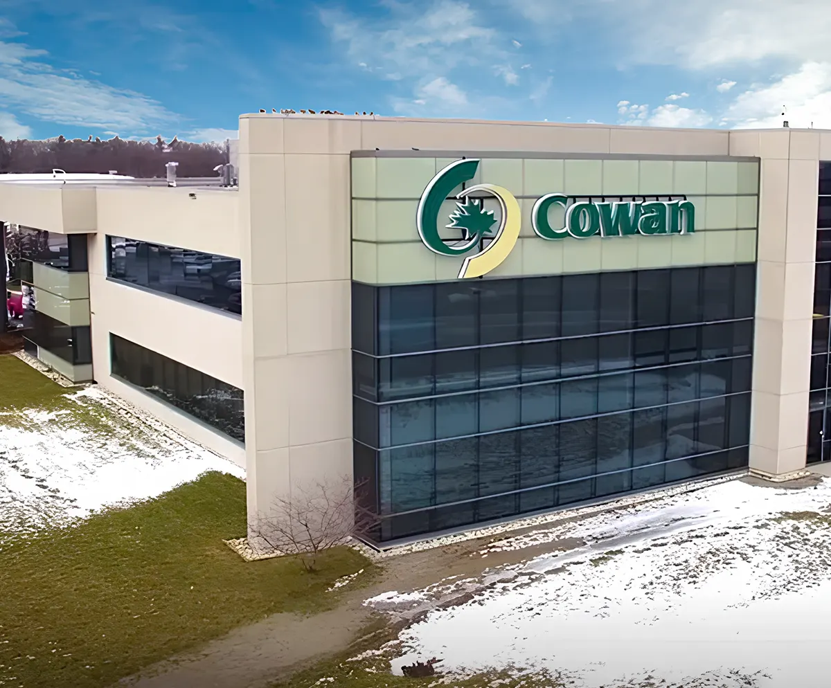 outdoor view of Cowan Insurance Group headquarters in Cambridge, Ont.