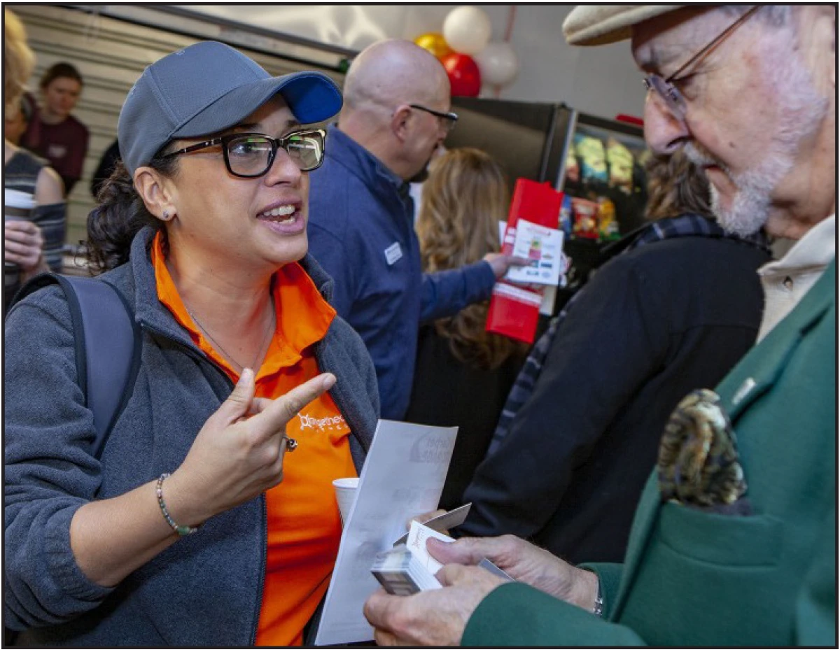 man and woman engaged in conversation