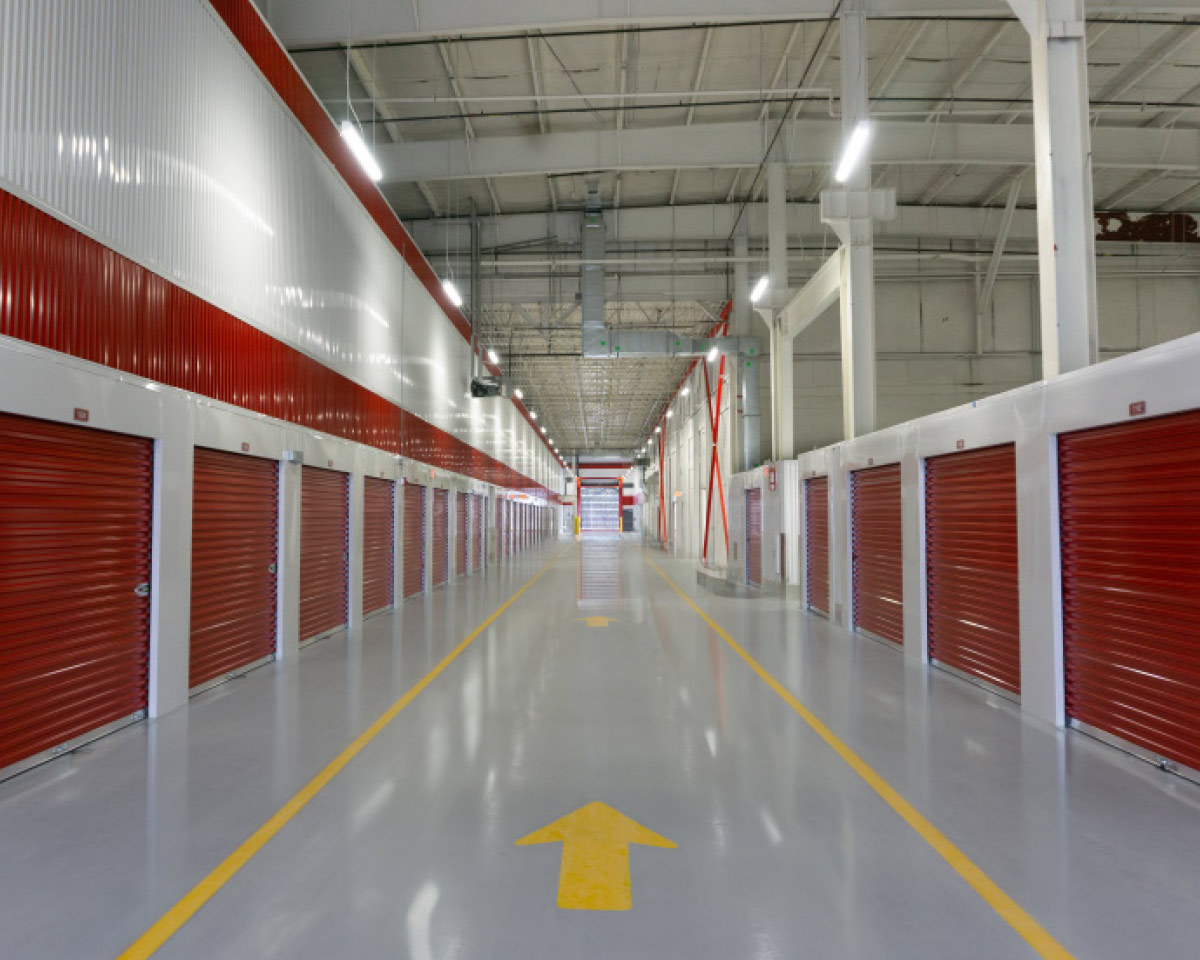 Drive aisle of Devon Self Storage facility