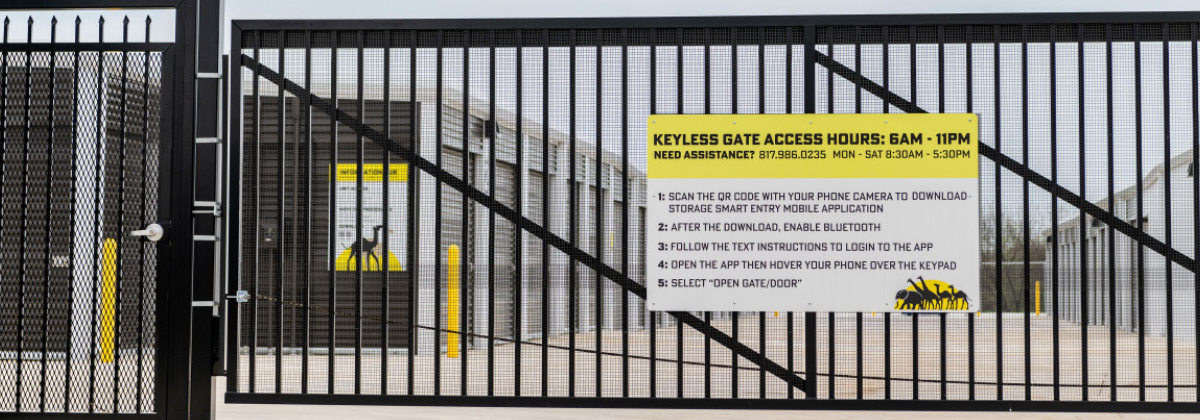 gate in front of storage units