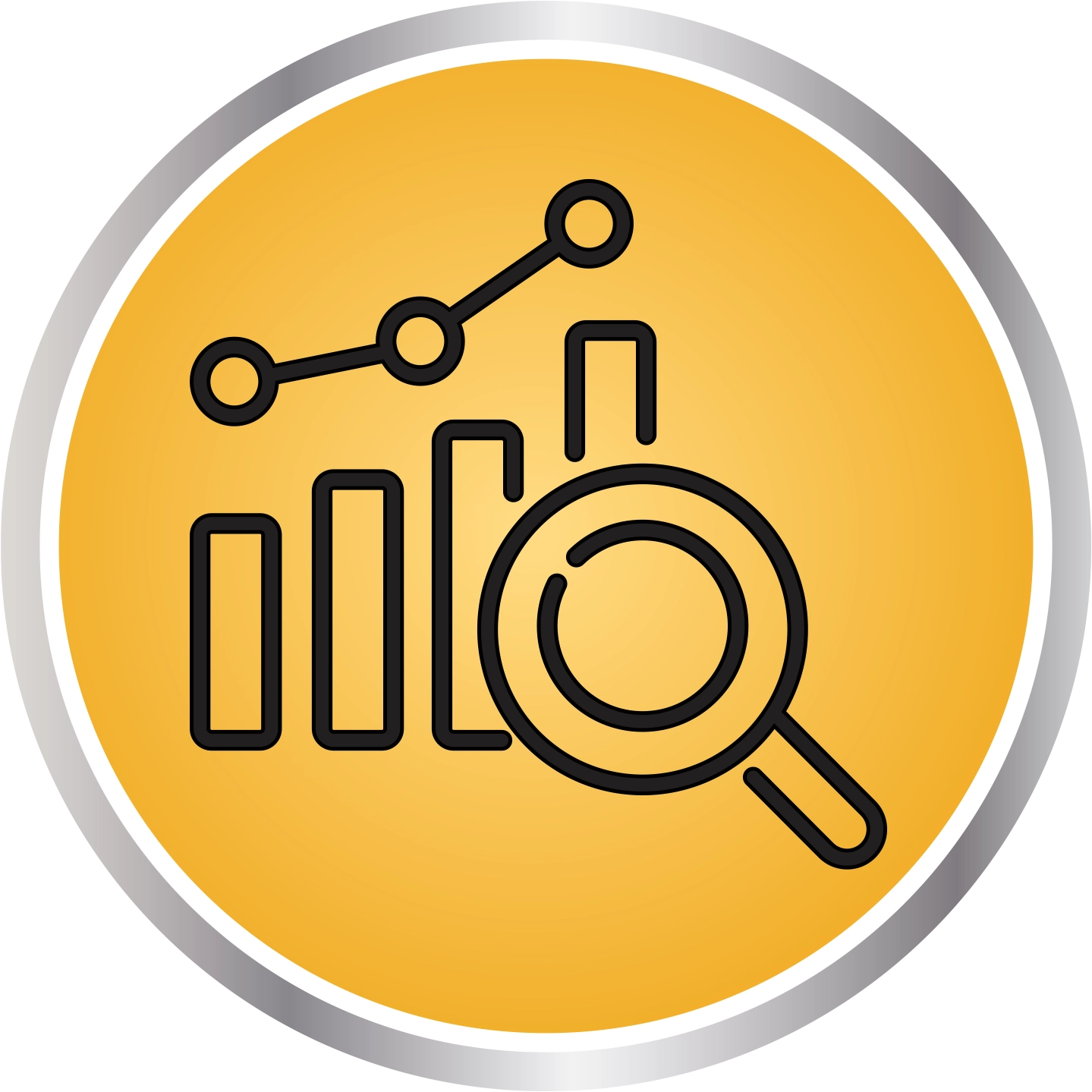 magnifying glass and bar graph icon