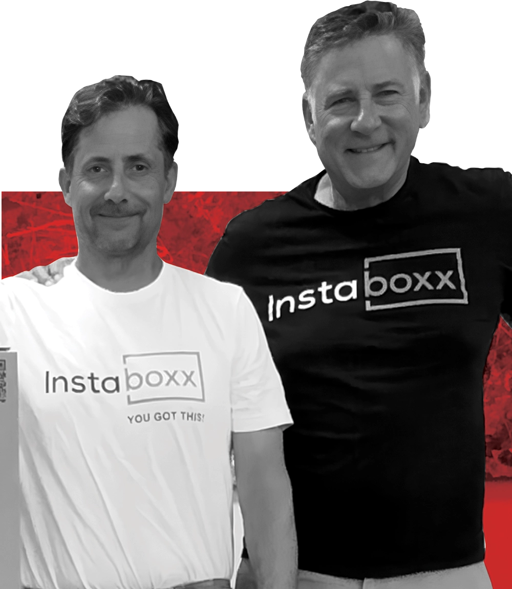 Larry Balaban, Carmen Mirabella wearing Instaboxx t-shirts