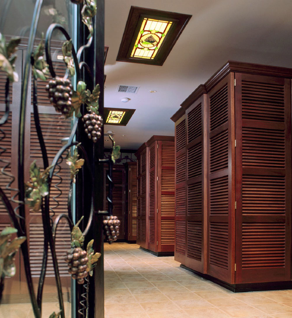 wine cellar decorated with grapevines and grapes