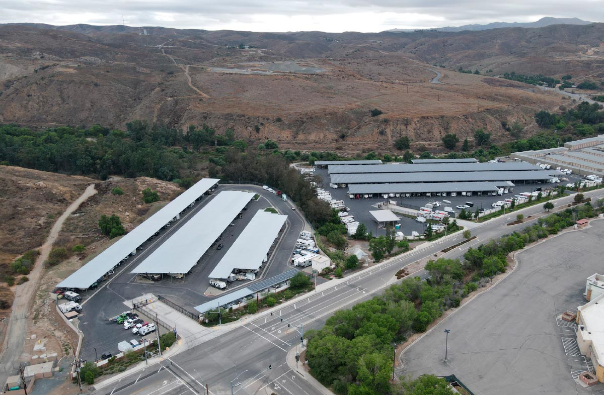 Aerial view of Cajalco Temescal Storage & RV Center.