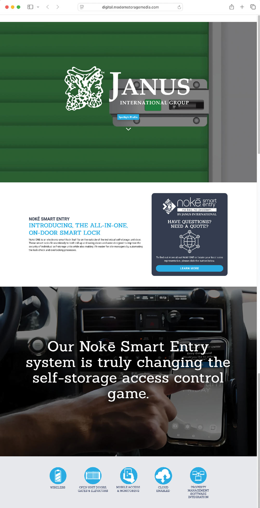 Janus International spotlight page