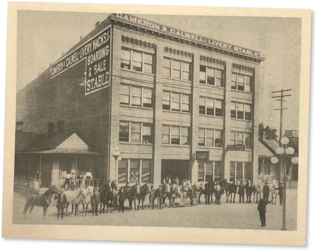 old polaroid photo of Cameron & Calwell Livery Stable
