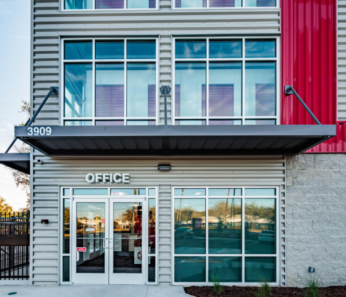 outside of view of CubeSmart storage facility office entrance