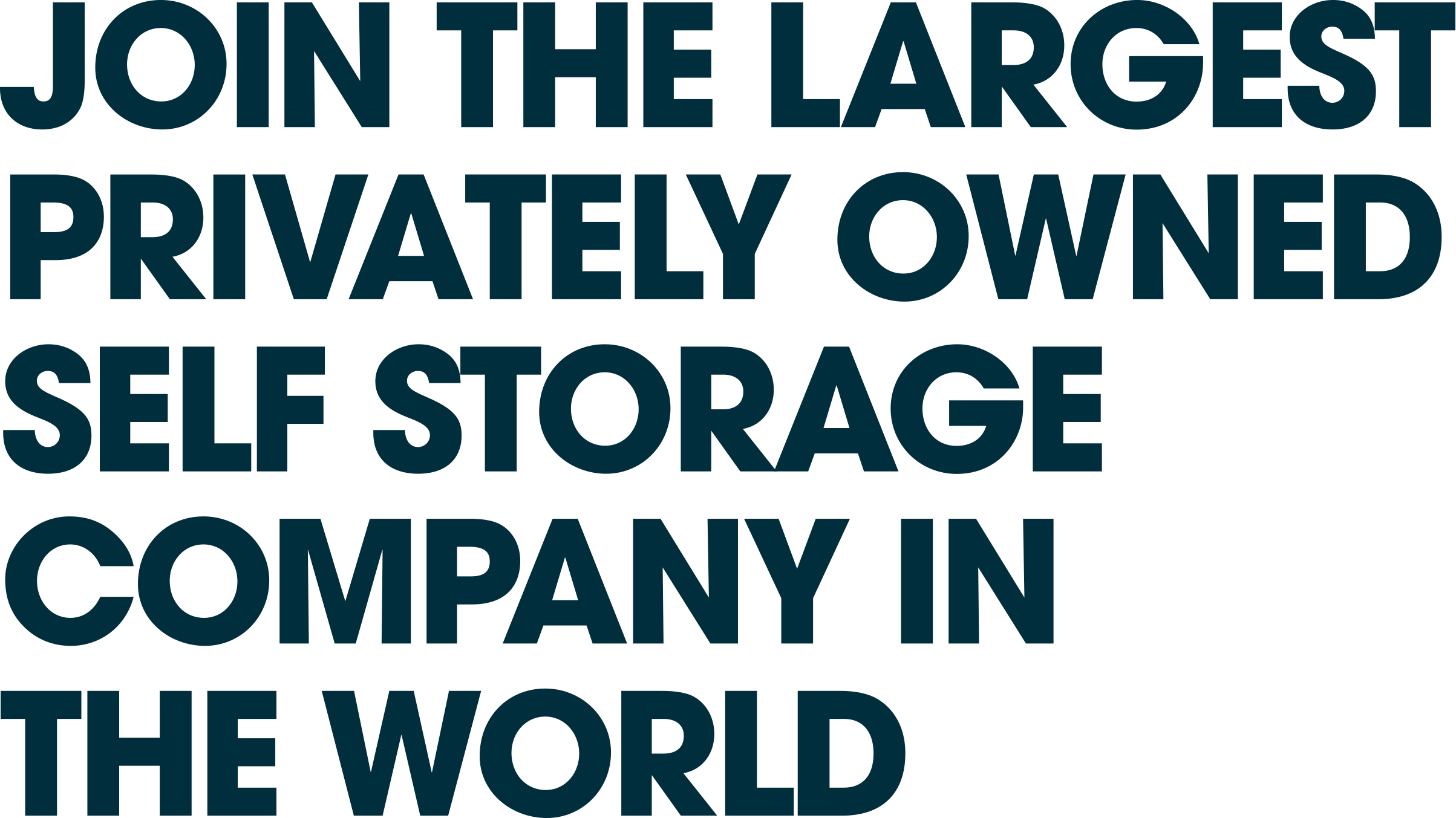 JOIN THE LARGEST PRIVATELY OWNED SELF STORAGE COMPANY IN THE WORLD