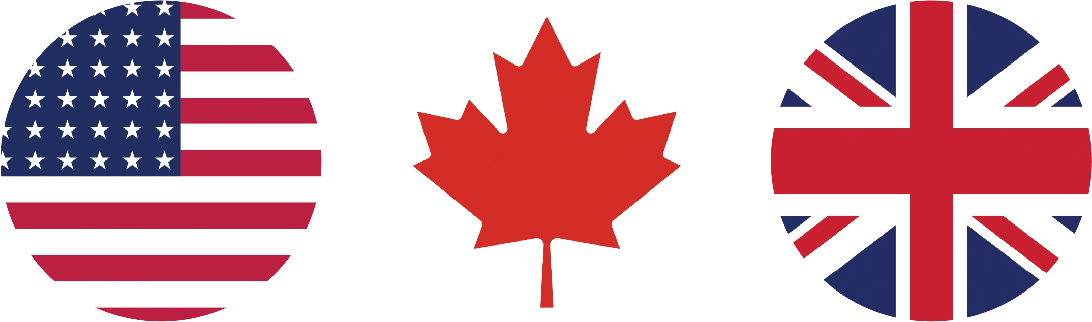Icons of the US, Canadian, and UK flags