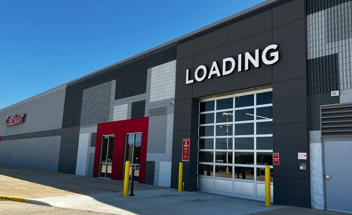 view of the Loading zone in a CubeSmart facility completed by Trachte Building Systems
