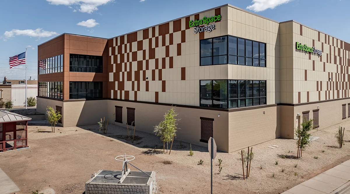outdoor view of an Extra Space Storage facility in Mesa, Ariz., completed by TLW Construction