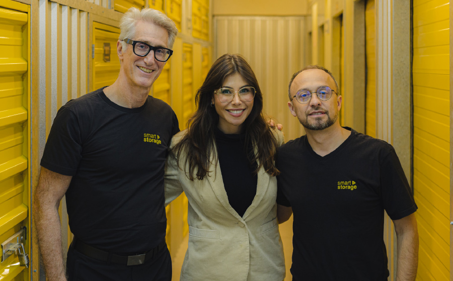 SmartStorage's André Kovesi, Daniela Camargo, and Francisco Canuto