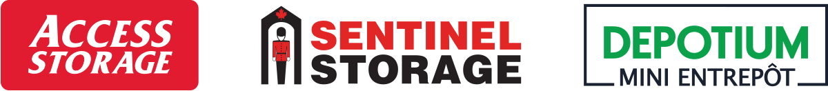 Logo brand board for Access Storage, Sentinel Storage, and Depotium Mini Entrepôt