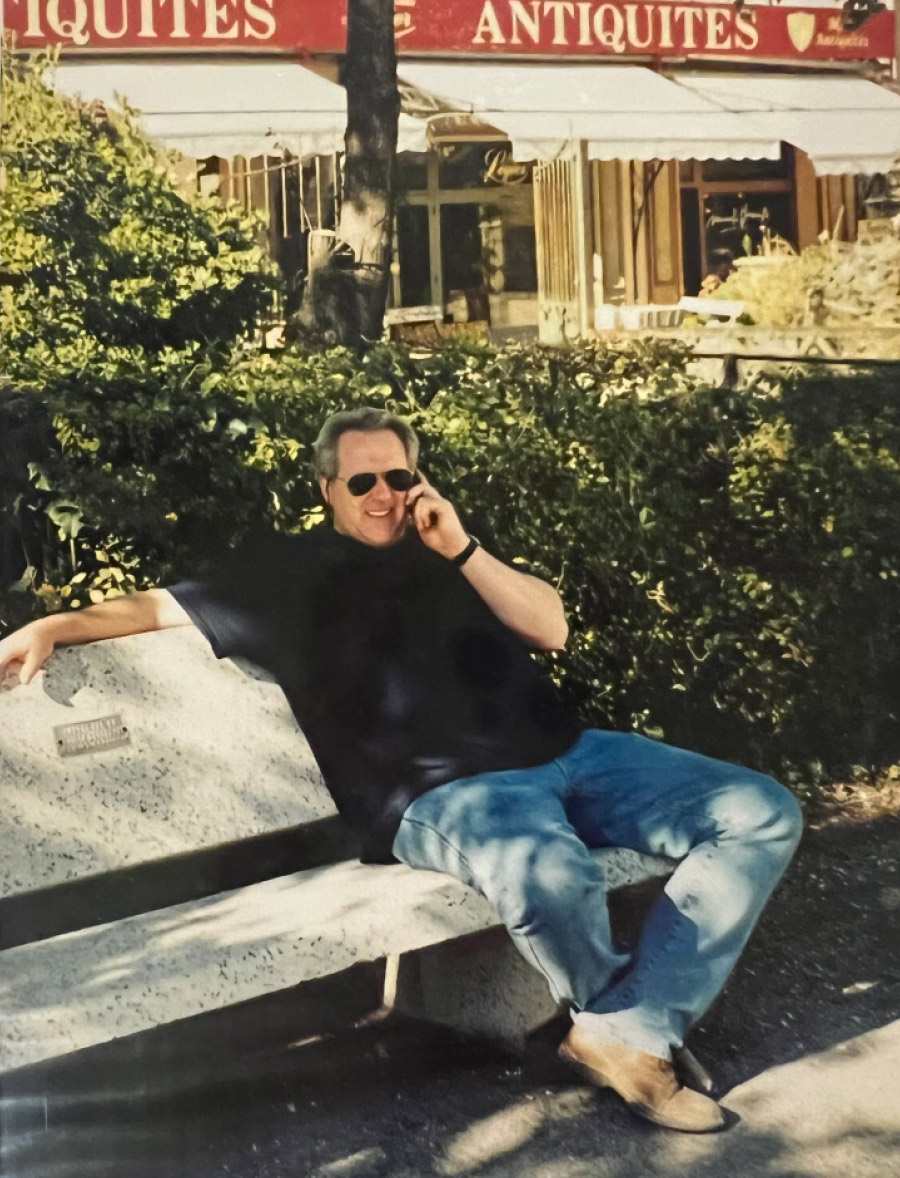 Kelly Gallacher resting on a bench