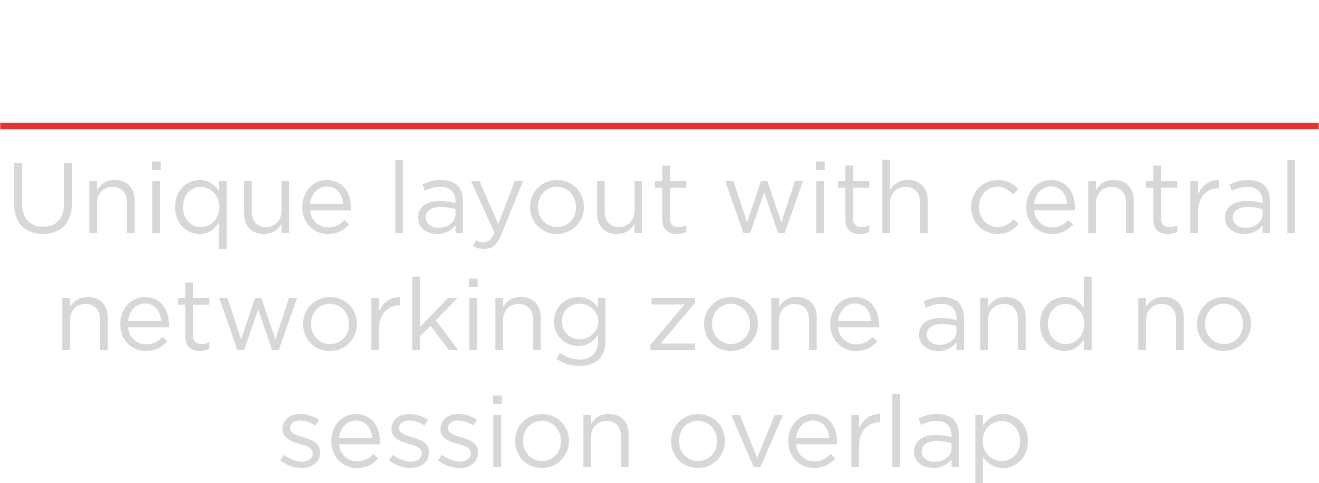 Dynamic Trade Show: Unique layout with central networking zone and no session overlap