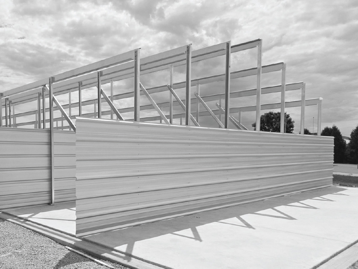 pre-engineered steel structure under construction