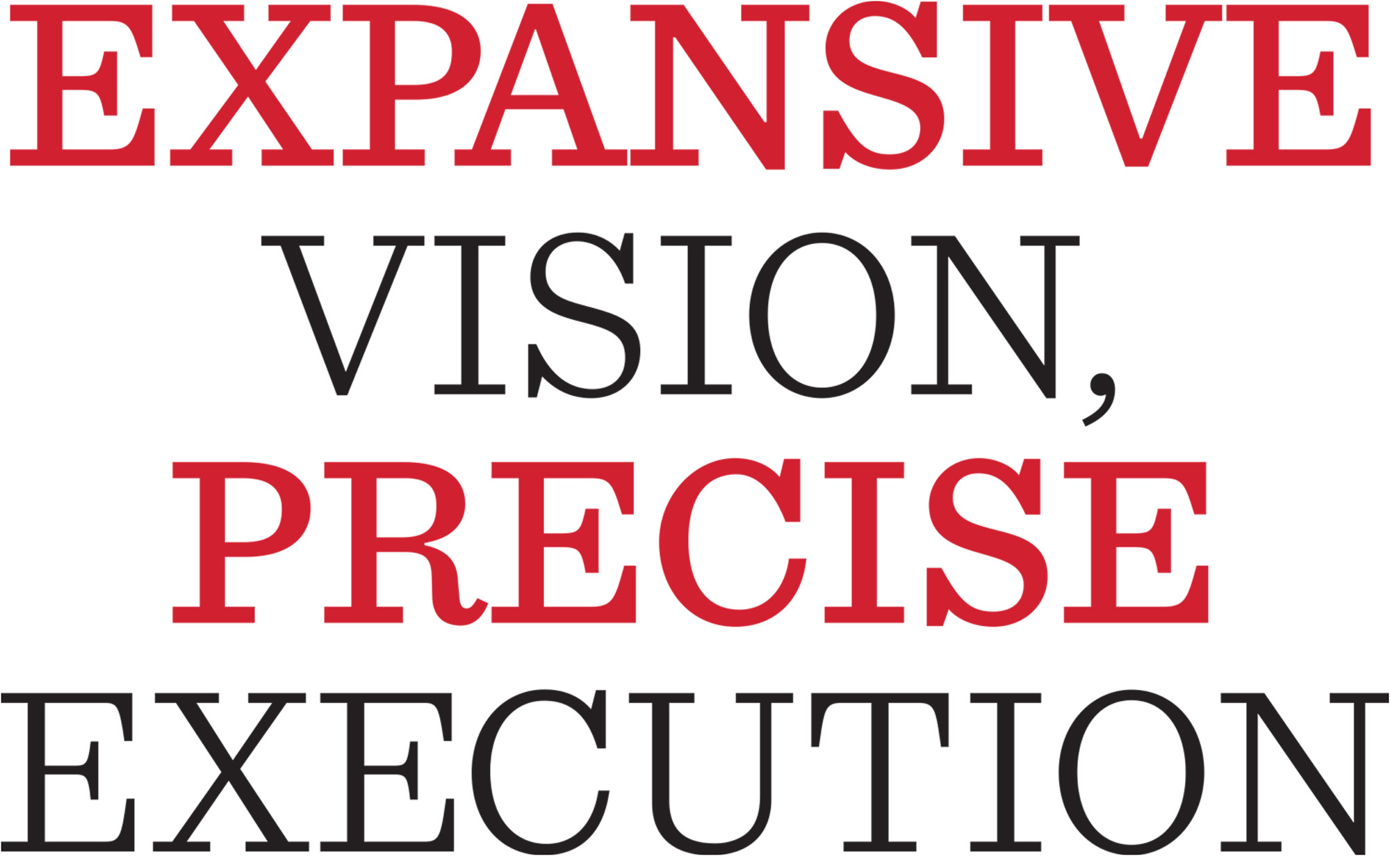 Expansive Vision, Precise Execution
