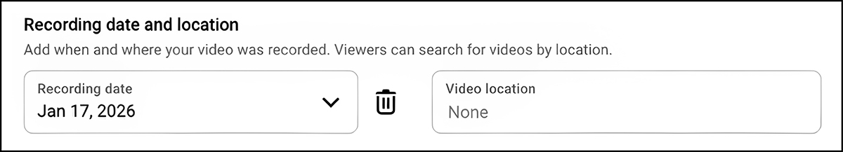 YouTube location tagging