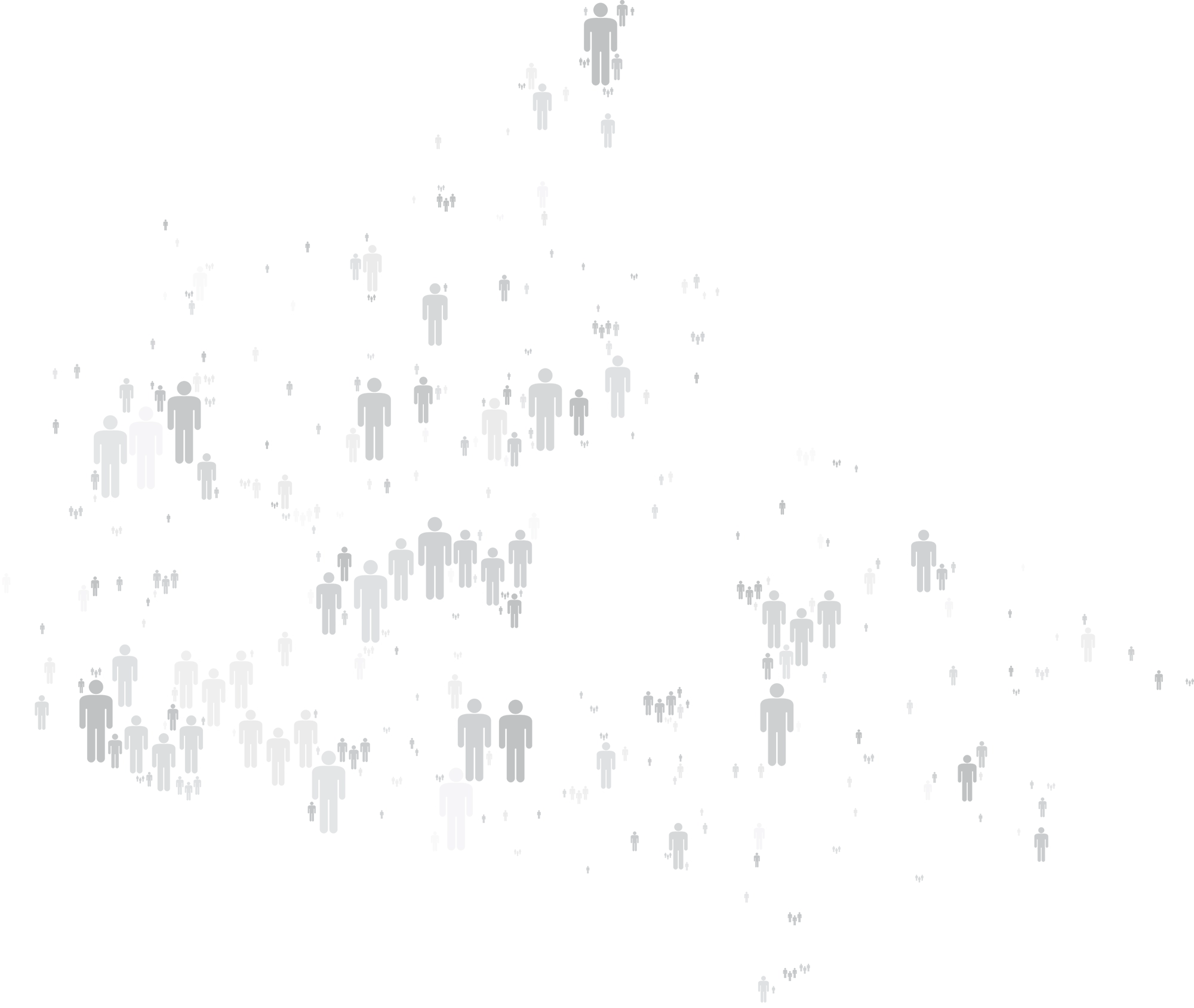 A graphic of the map of Canada composed entirely of hundreds of small human stick figures, symbolizing population demographics.