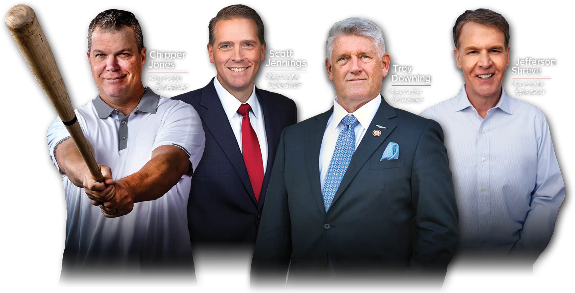 keynote speakers Chipper Jones, Scott Jennings, Troy Downing, Jefferson Shreve