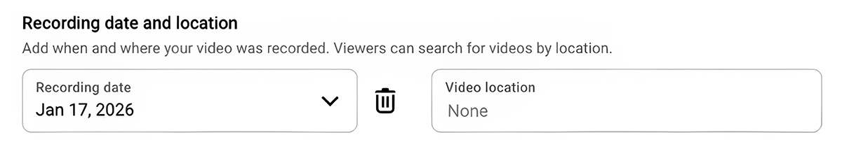 YouTube location tagging