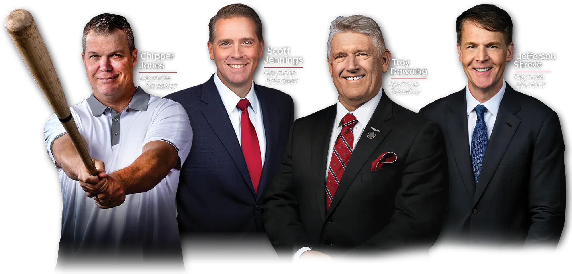 keynote speakers Chipper Jones, Scott Jennings, Troy Downing, Jefferson Shreve