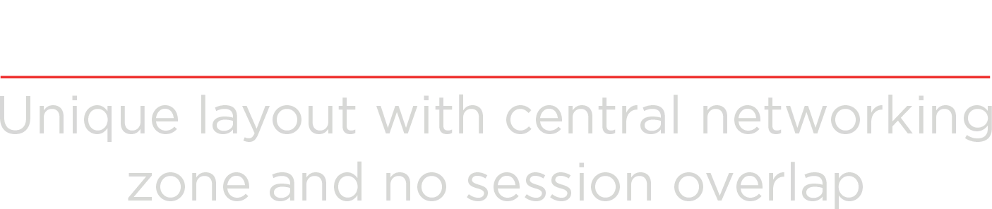 Dynamic Trade Show: Unique layout with central networking zone and no session overlap