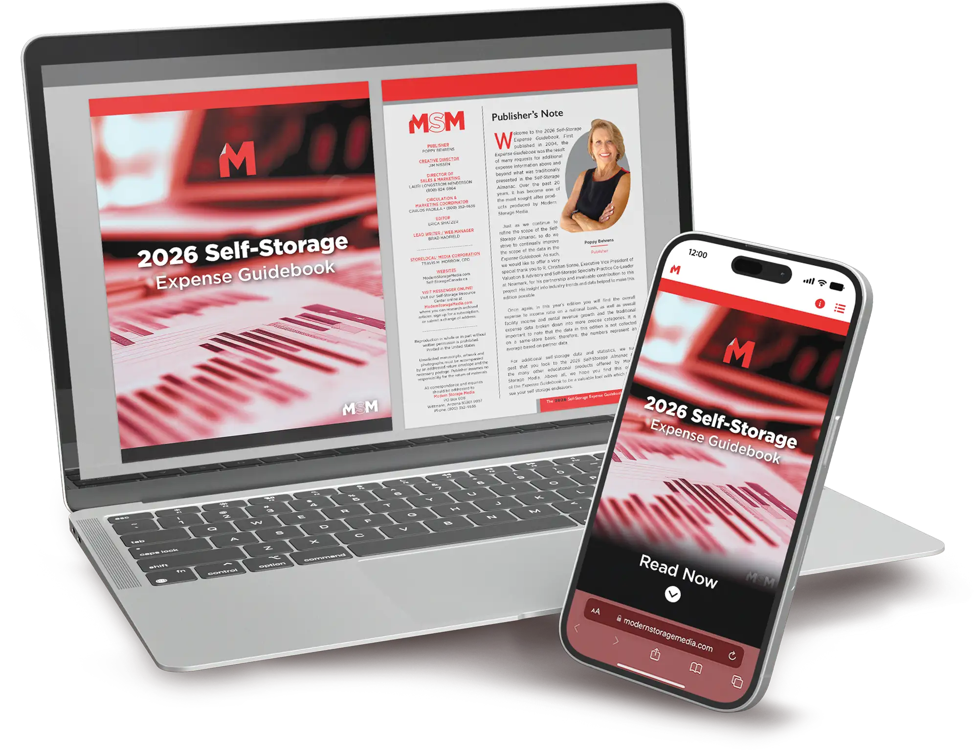 laptop and smart phone viewing the 2026 Self-Storage Expense Guidebook