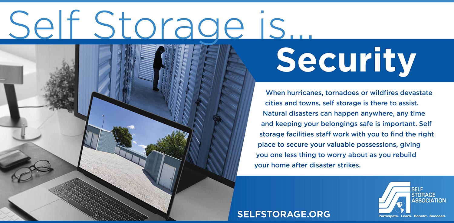 Self Storage Association "Storage Is... Security" campaign graphic.