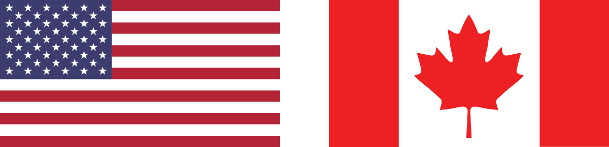 flags of the USA and Canada