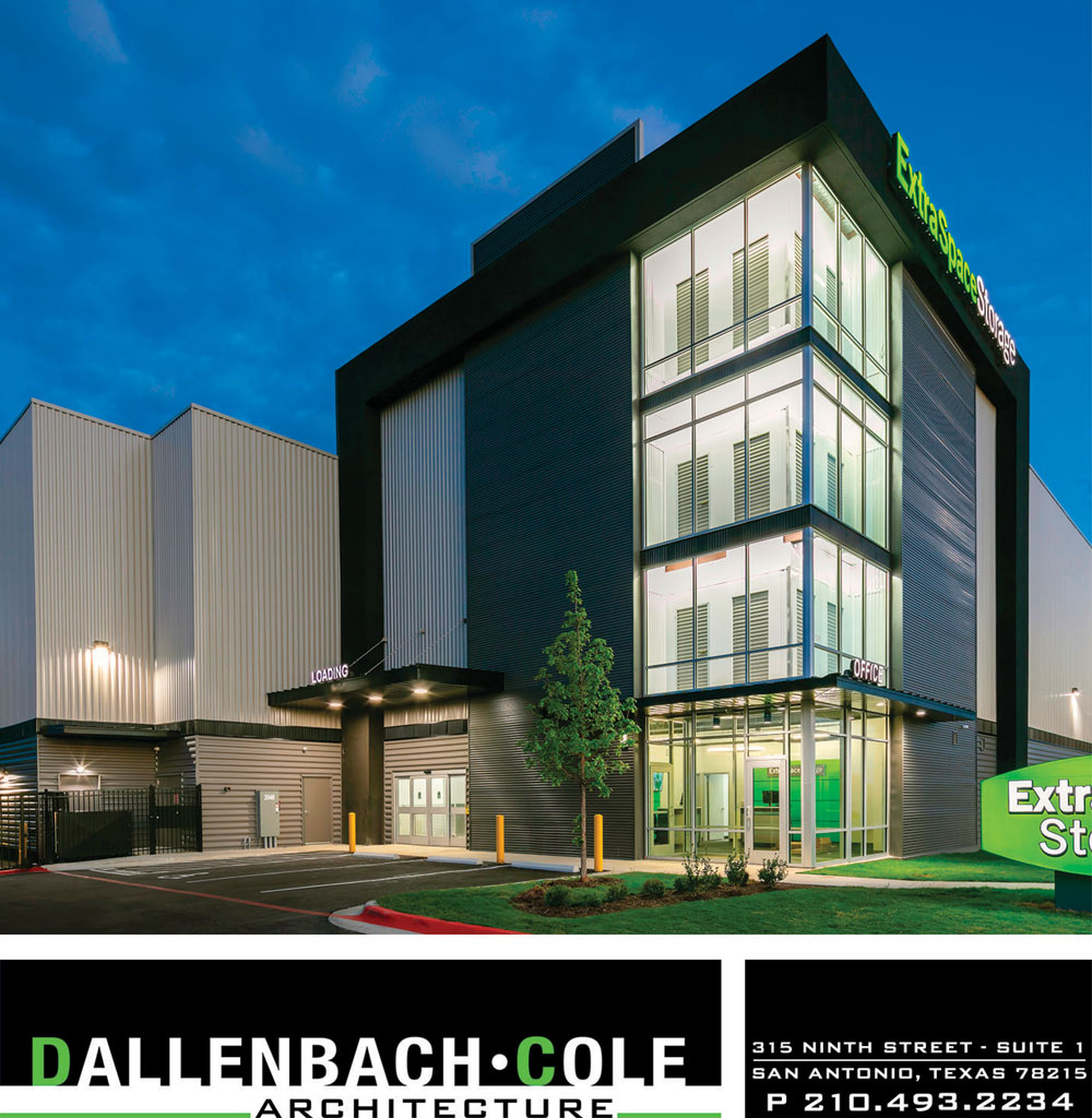 Dallenbach-Cole Architecture ad featuring a modern Extra Space Storage facility.